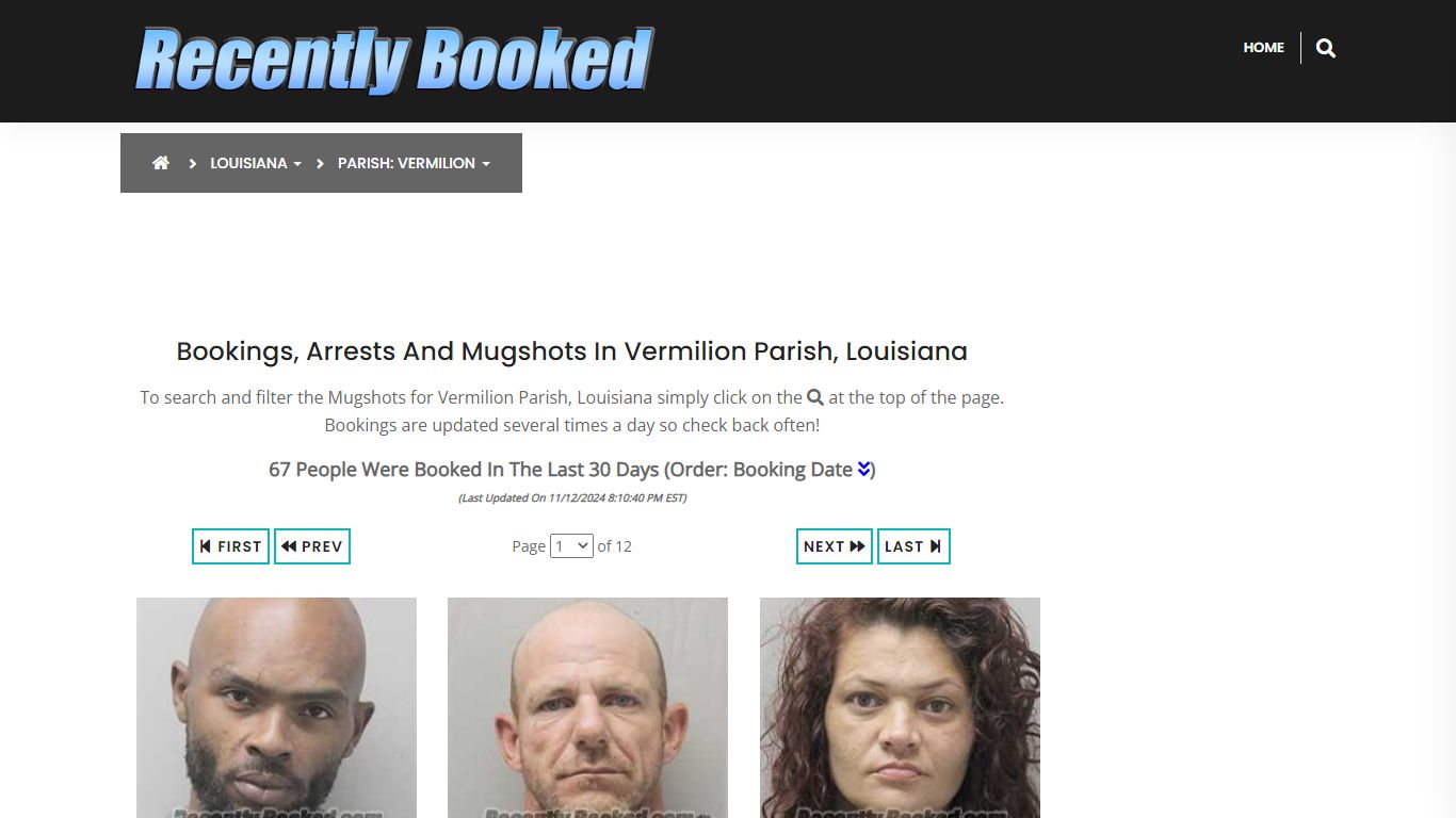 Bookings, Arrests and Mugshots in Vermilion Parish, Louisiana