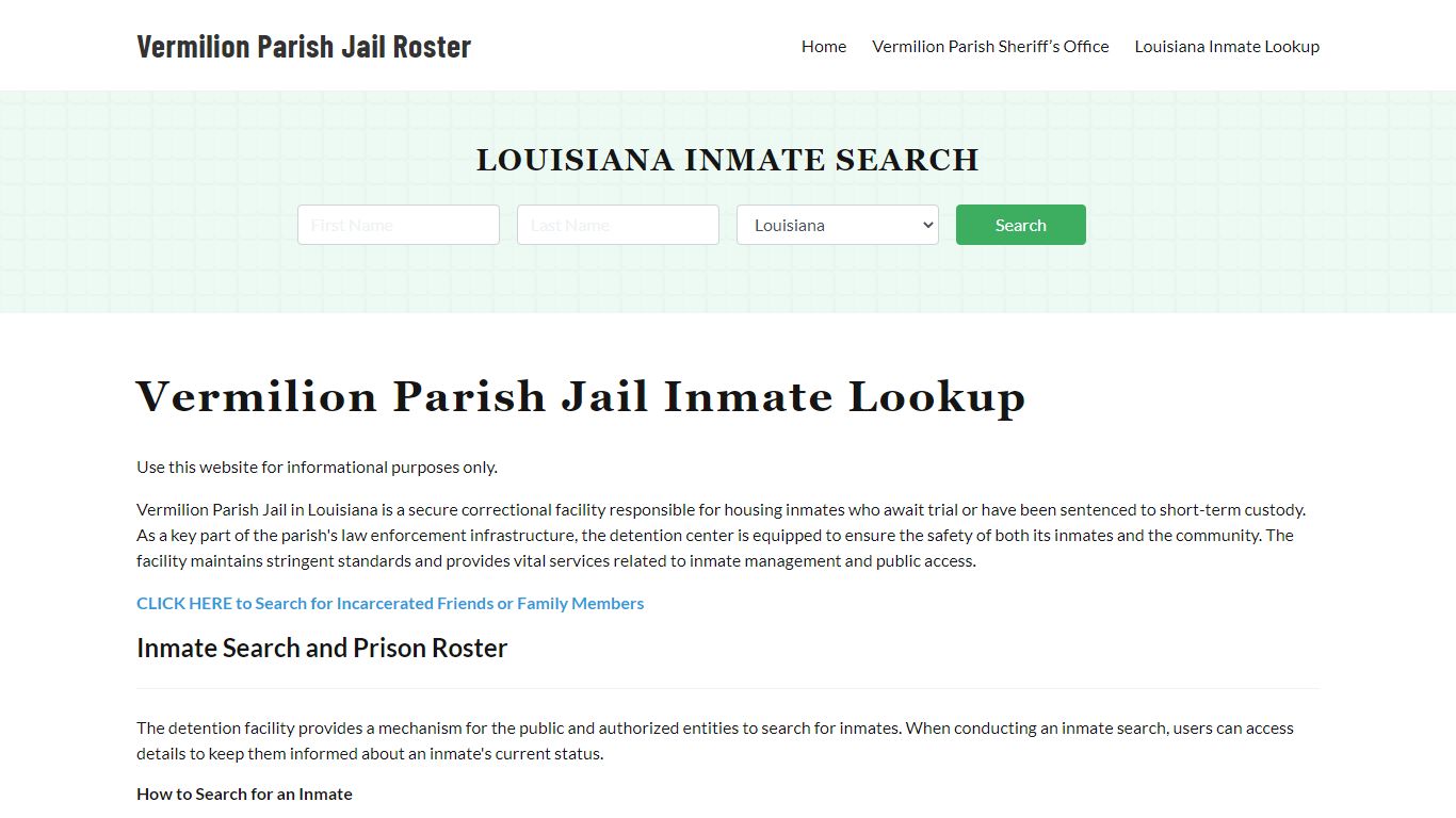 Vermilion Parish Jail Roster Lookup, LA, Inmate Search