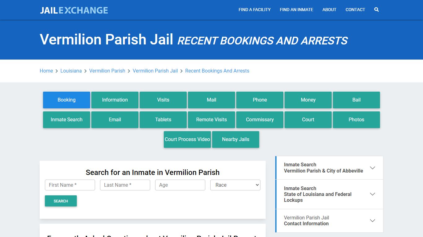 Vermilion Parish Jail Recent Bookings And Arrests - Jail Exchange